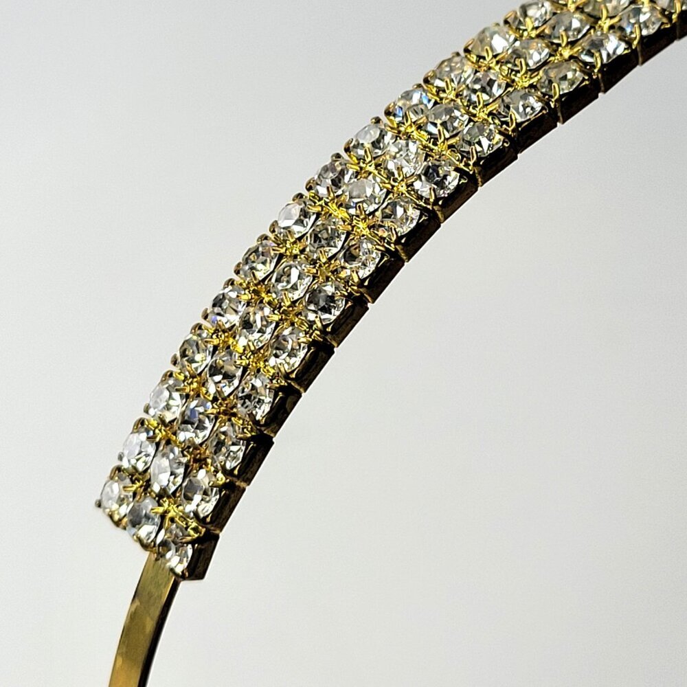 Gold Metal Simple Rhinestone Head Band - Picture 10 of 10
